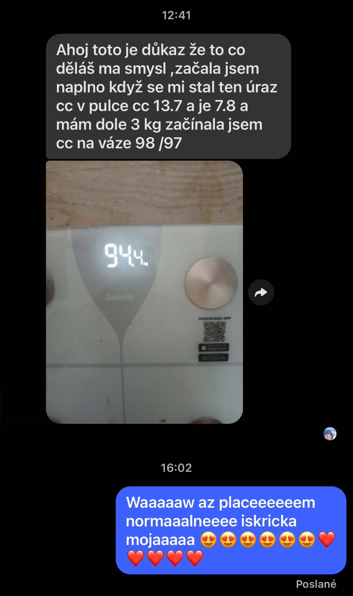 Správa od klientky