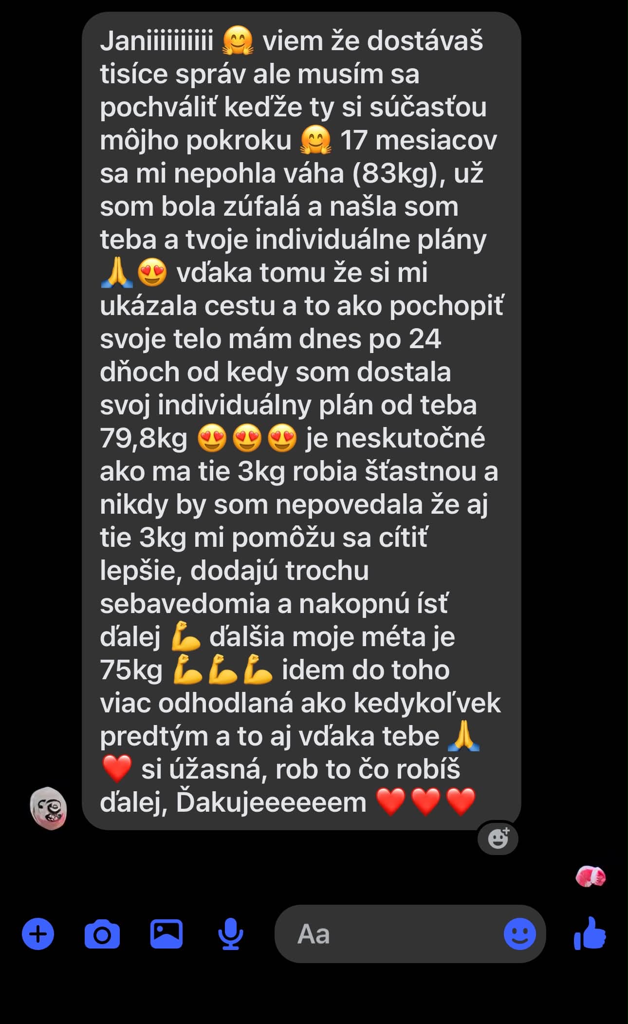 Správa od klientky