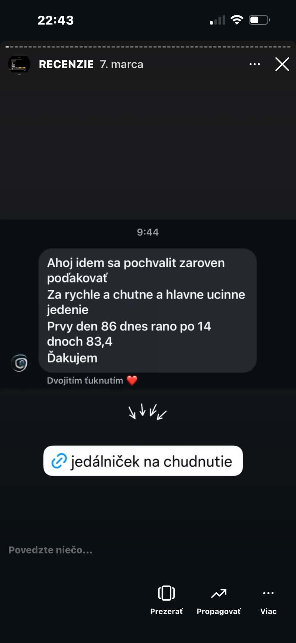 Správa od klientky
