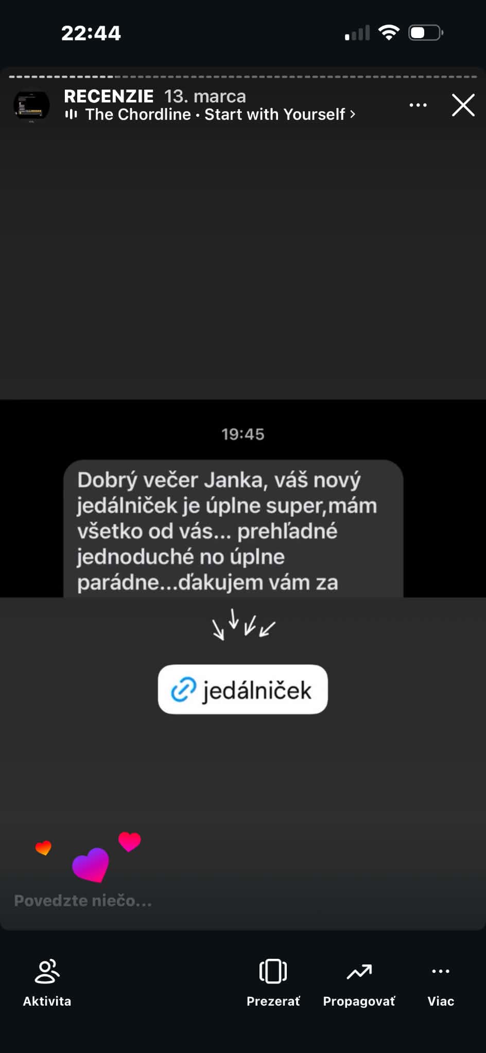 Správa od klientky