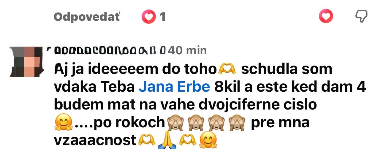Správa od klientky